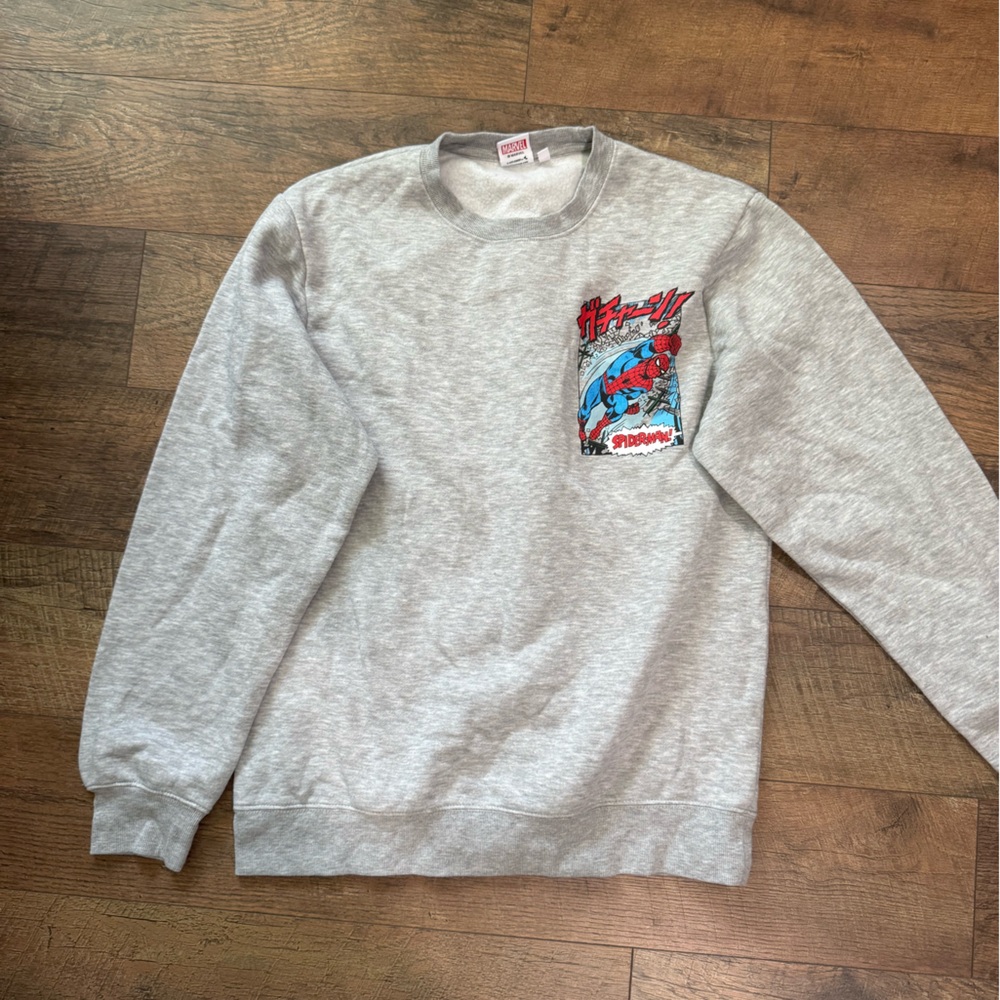 Marvel Spiderman Gray Crewneck Sweatshirt with Red Logo